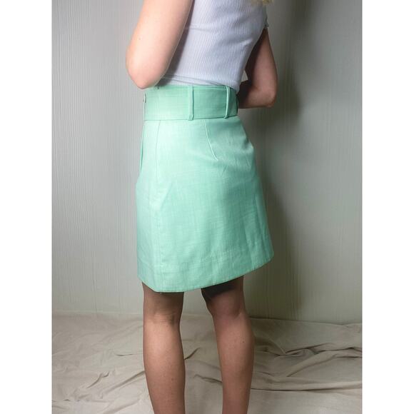 & OTHER STORIES Mint Green Belted Tailored Overlap Mini Skirt US 4 - Picture 5 of 15